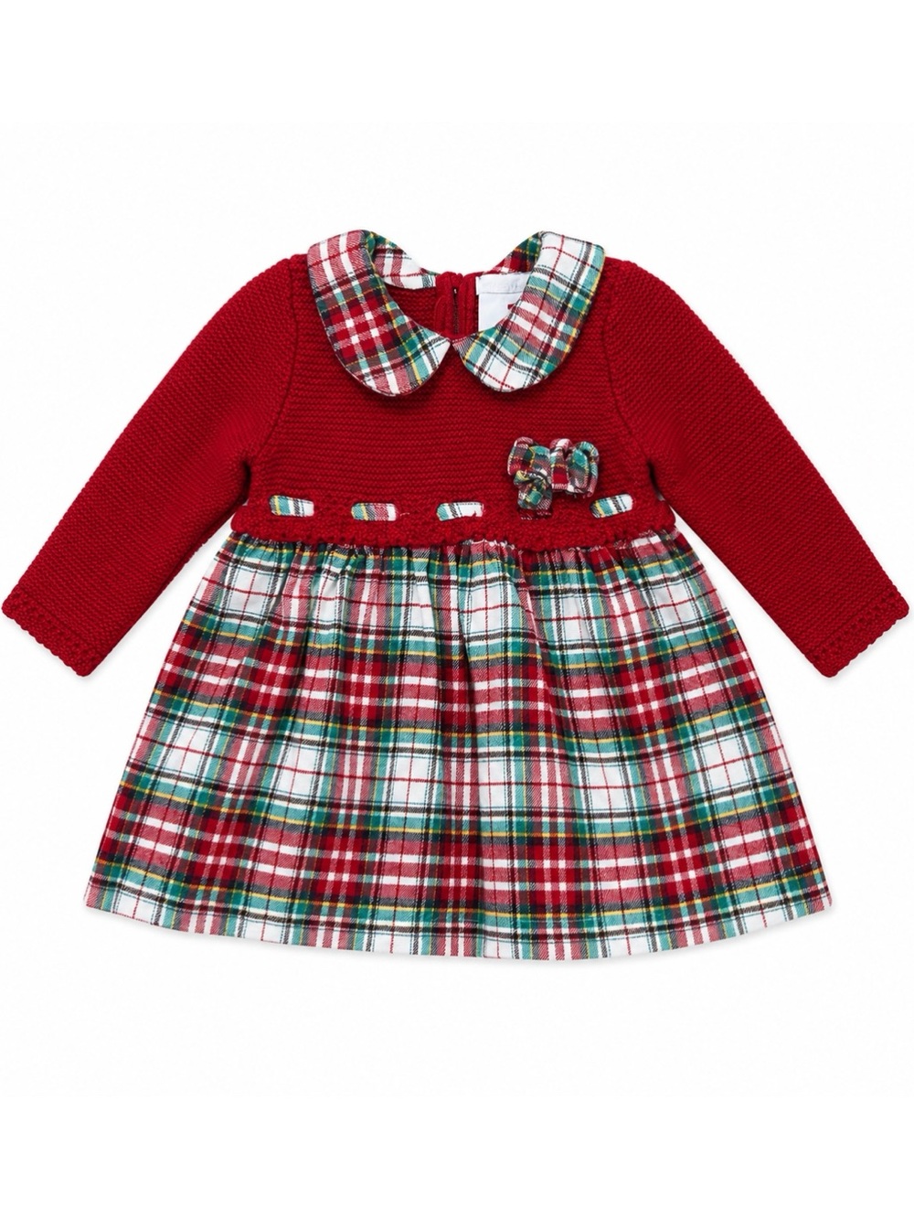 Shabby Chic Red & Green Plaid Detailed Holiday Christmas Sweater Dress 3-6M
